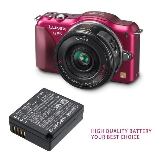 7.4V 750mAh / 5.6Wh Li-ion Akku f.:Panasonic Model: DMW-BLE9, DMW-BLE9E, DMW-BLE9PP, Lumix DMC-GF6X, Lumix DMC-DMC-S6K, Lumix DMC-GF3, Lumix DMC-GF3
