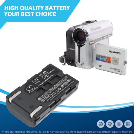 7.4V 800mAh / 5.92Wh Li-ion Akku f.:Samsung Model: SB-LSM80, SC-D173(U), SC-D263, SC-D351, SC-D353, SC-D362, SC-D363, SC-D364, SC-D365, SC-D366, SC-D