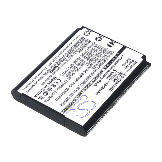 3.7V 1050mAh / 3.89Wh Li-ion Akku f.:Casio Model: NP-160, Exilim EX-FC500, Exilim EX-ZR50, Exilim EX-ZR55, Exilim EX-ZR60, Exilim EX-ZS220