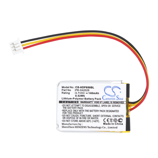 3.7V 140mAh / 0.52Wh Li-Polymer Akku f.:Handheld Model: PR-042025, Dolphin 6500EP