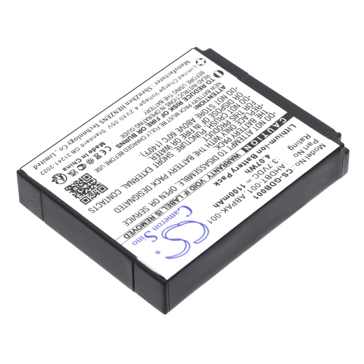 3.7V 1100mAh/4.07Wh Li-ion Akku f.:GoPro Model: ABPAK-001, AHDBT-001, AHDBT-002, HD Helmet Hero, HD Hero, HD Hero 2, HD Hero 960, HD Hero Naked, HD M