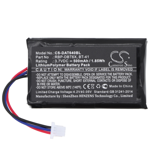 3.7V 500mAh / 1.85Wh Li-Polymer Akku f.:Datalogic Model: 128004100, BT-41, RBP-DBT6X, RBP-6400, RIDA DBT6400