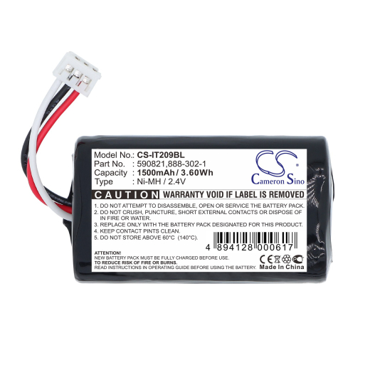 2.4V 1500mAh / 3.60Wh Ni-MH Akku f.:Intermec Model: 590821, 888-302-1, AK18353-1, BT17790-1, Trakker T2090