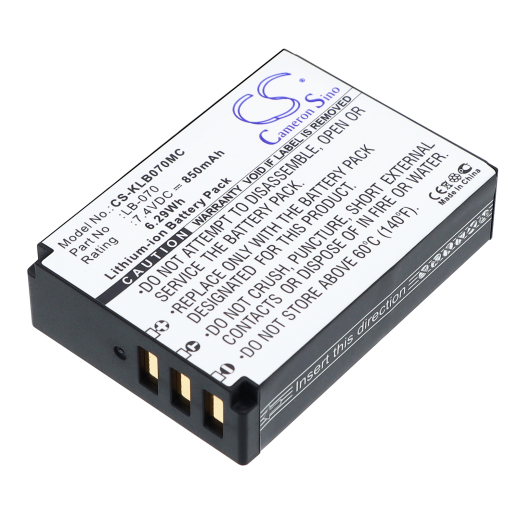 7.4V 850mAh / 6.29Wh Li-ion Akku f.:Kodak Model: LB-070, Pixpro AZ651, Pixpro AZ651 Astro Zoom, Pixpro AZ652, PIXPRO AZ901, PIXPRO S1, PIXPRO S-1