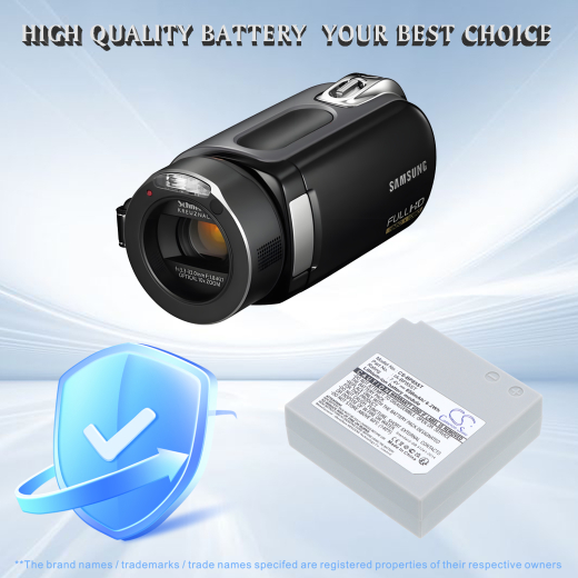 7.4V 850mAh Li-ion Akku f.:Samsung Model: IA-BP85ST, HMX-H106, SC-HMX10, SC-HMX10A, SC-HMX20, SC-HMX20C, SC-MX10, SC-MX10A, SC-MX10P, SC-MX10R, SC-MX