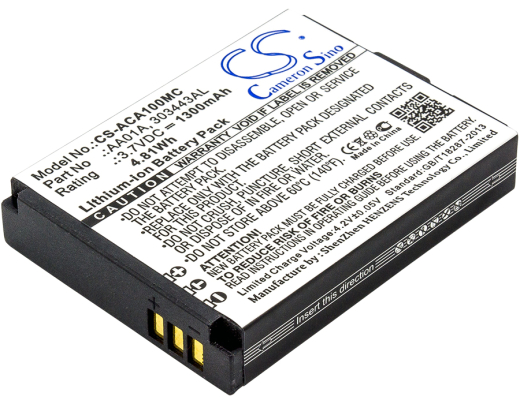 3.7V 1300mAh / 4.81Wh Li-ion Akku f.:ACTIVEON Model: 303443AL, AA01A, CX GOLD, DKA10W-B, DX, LKA10W-B, LX