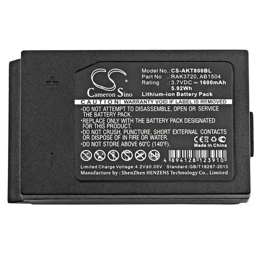 3.7V 1600mAh / 5.92Wh 1600mAh / 5.92Wh Akku f.:Akerstroms Model: 933719-000, AB11R, AB1504, RAK3720, AQ80 Transmitters, Era 100J Transmitters, Era 15