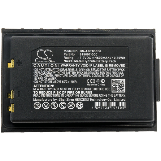 7.2V 1500mAh / 10.80Wh 1500mAh / 10.80Wh Akku f.:Akerstroms Model: 919097-000, 100J, 100J Transmitters, BC82, BC92, J-100J, J-150J, J-150JD, Jupiter