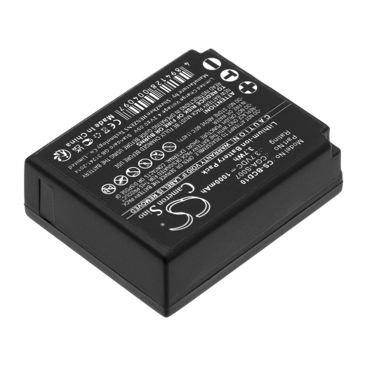 3.7V 1000mAh Li-ion Akku f.:Panasonic Model: CGA-S007, CGA-S007A/1B, CGA-S007A/B, CGA-S007E, CGR-S007E, CGR-S007E/1B, DMW-BCD10, Lumix DMC-TZ1, Lumix