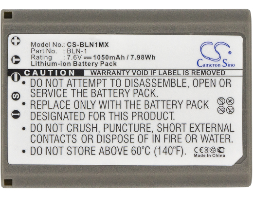 7.6V 1050mAh / 7.98Wh Li-ion Akku f.:Olympus Model: BLN-1, EM1 II, E-M1 II, EM5, E-M5, OM-D