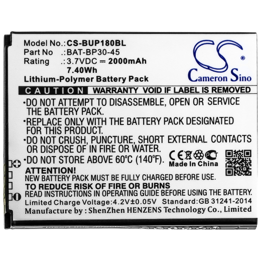 3.7V 2000mAh / 7.40Wh Li-Polymer Akku f.:Bluebird Model: BAT-BP30-45, BM180, BP30