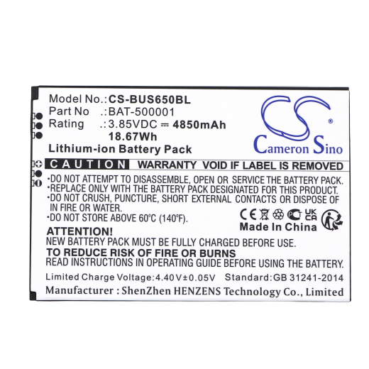 3.85V 4850mAh / 18.67Wh Li-ion Akku f.:BlueBird Model: BAT-500001, Pidion SF6510