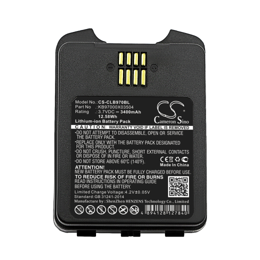 3.7V 3400mAh / 12.58Wh Li-ion Akku f.:CipherLAB Model: BA-0083A6, BA-0085A4, KB97000X03504, 9700