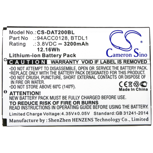 3.8V 3200mAh / 12.16Wh Li-ion Akku f.:Datalogic Model: 3H21-00000491, 94ACC0128, 94ACC0129, BTDL1, Axist, DL-Axist
