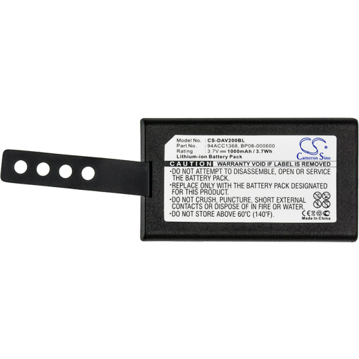 3.7V 1000mAh / 3.70Wh Li-ion Akku f.:Datalogic Model: 11300794, 64ACC1368, 800065-56, 94ACC1367, 94ACC1368, BP08-000600, BP08-000610, CVR2, DL-Memor,