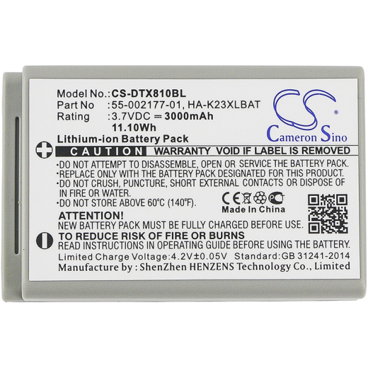 3.7V 3000mAh / 11.10Wh Li-ion Akku f.:Casio Model: 55-002177-01, HA-K23XLBAT, DT-X200, DT-X200-10E, DT-X200-20E, DT-X8, DT-X8-10C, DT-X8-10C-CN, DT-X