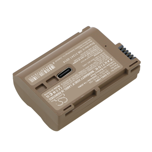 7.0V 2050mAh / 14.35Wh Li-ion Akku f.:Nikon Model: EN-EL15, EN-EL15A, EN-EL15B, EN-EL15c, 1 V1, Coolpix D7000, Coolpix D800, D500, D600, D610, D7000,