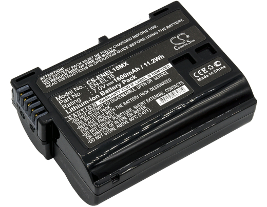7.0V 1600mAh / 11.20Wh Li-ion Akku f.:Nikon Model: EN-EL15, EN-EL15A, EN-EL15B, EN-EL15c, 1 V1, Coolpix D7000, Coolpix D800, D500, D600, D610, D7000,