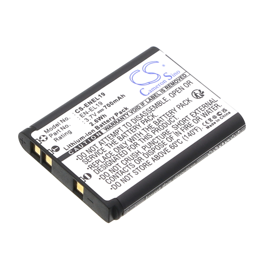 3.7V 700mAh / 2.59Wh Li-ion Akku f.:NIKON Model: EN-EL19, Coolpix S100, Coolpix S2500, Coolpix S2550, CoolPix S2600, Coolpix S2700, Coolpix S2750, Co