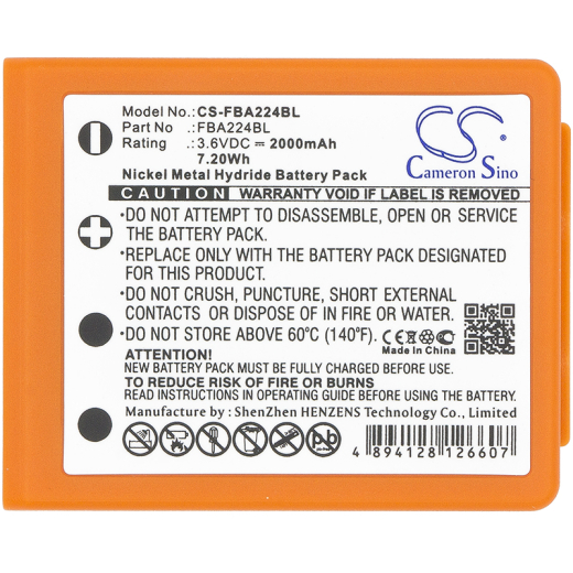 3.6V 2000mAh / 7.2Wh 2000mAh / 7.2Wh Akku f.:HBC Model: BA209000, BA209001, BA209060, BA209061, BA209062, BA223000, BA223030, FUB6, Fub9NM, PM23774500