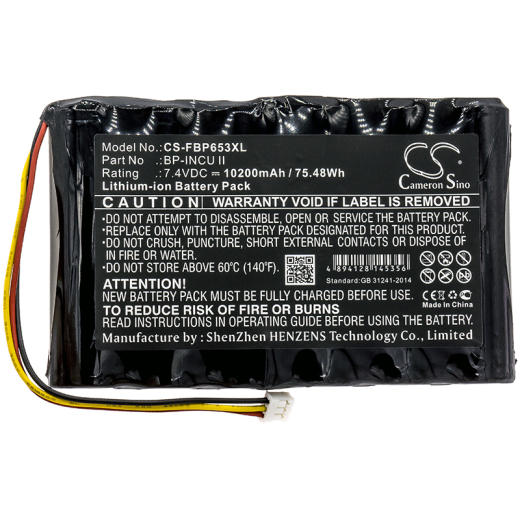 7.4V 10200mAh / 75.48Wh 10200mAh / 75.48Wh Akku f.:Fluke Model: BP-INCU II, Biomedical INCU II Incubator, Radiant Warmer Analyzer 10200mAh / 75.48Wh