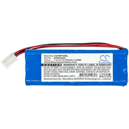 7.2V 700mAh / 5.04Wh 700mAh / 5.04Wh Akku f.:Falard Model: 6HR5/4AAA, BP7.2 700mAh / 5.04Wh