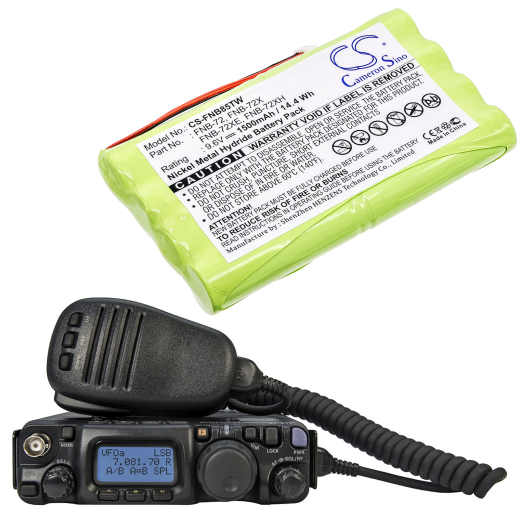 9.6V 1500mAh / 14.40Wh Ni-MH Akku f.:Vertex Standard Model: FNB-72, FNB-72x, FNB-72xe, FNB-72xh, FNB-72xx, FNB-85, FT-817, FT-817ND