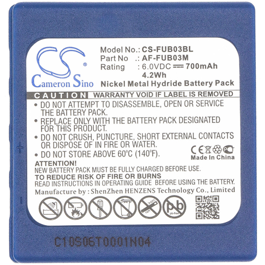 6.0V 700mAh / 4.2Wh 700mAh / 4.2Wh Akku f.:HBC Model: AF-FUB03M, BA203060, BA209000, BA209001, BA209060, BA209061, BA209062, BA222060, FBFUB03, Fub9NM