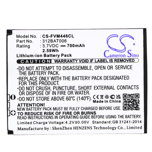 3.7V 700mAh / 2.59Wh Li-ion Akku f.:FRITZ!FON Model: 312BAT006, 2000 2446, AVM 2000 2446, C4, EM25, EM325, M2, M325, MT-F