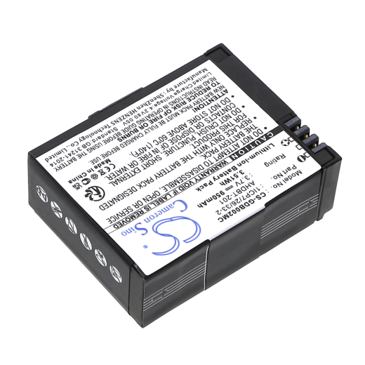 3.7V 950mAh / 3.52Wh Li-ion Akku f.:GoPro Model: 1ICP7/26/33-2, 601-00724-00A, AHDBT-201, AHDBT-301, AHDBT-302, HD Hero3 Black Edition, HD Hero3 Whit