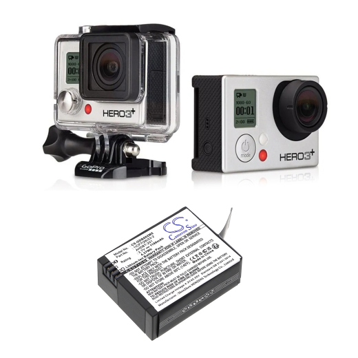 3.7V 1180mAh / 4.37Wh Li-ion Akku f.:GoPro Model: 1ICP7/26/33-2, 601-00724-00A, AHDBT-201, AHDBT-301, AHDBT-302, HD Hero3 Black Edition, HD Hero3 Whi