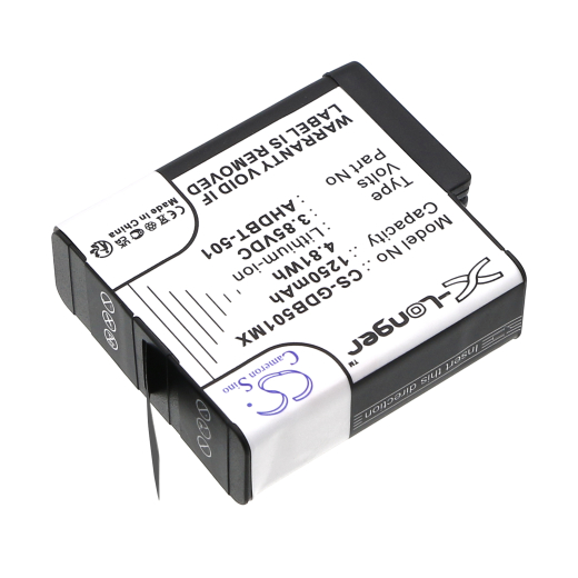 3.85V 1250mAh / 4.81Wh Li-ion Akku f.:GoPro Model: 601-10197-00, 601-27537-000, AABAT-001, AABAT-001-AS, AHDBT-501, AHDBT-801, SPJB1B, 601-10197-00,