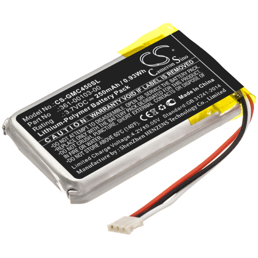 3.7V 250mAh / 0.93Wh 250mAh / 0.93Wh Akku f.:Garmin Model: 361-00103-00, 361-00103-01, 361-00103-10, Dash Cam 45, Dash Cam 47, Dash Cam 47W, Dash Cam