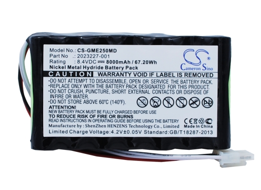 8.4V 8000mAh / 67.20Wh Nickel-Metallhydrid Akku für: Hellige Model: 2023227-001, 2023852-029