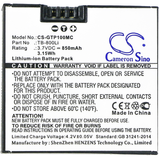 3.7V 850mAh / 3.15Wh Li-ion Akku f.:GOTOP Model: TB-800Li, G1