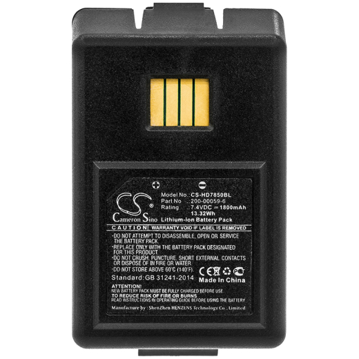 7.4V 1800mAh / 13.32Wh Li-ion Akku f.:Handheld Model: 200-00059-6, Dolphin 7850