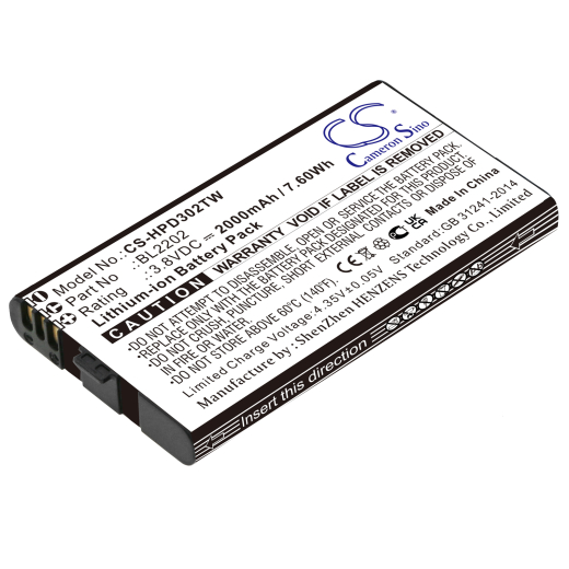 3.8V 2000mAh / 7.60Wh Li-ion Akku f.:Hytera Model: BL2202, BD300, BD302, BD302i, BD352i