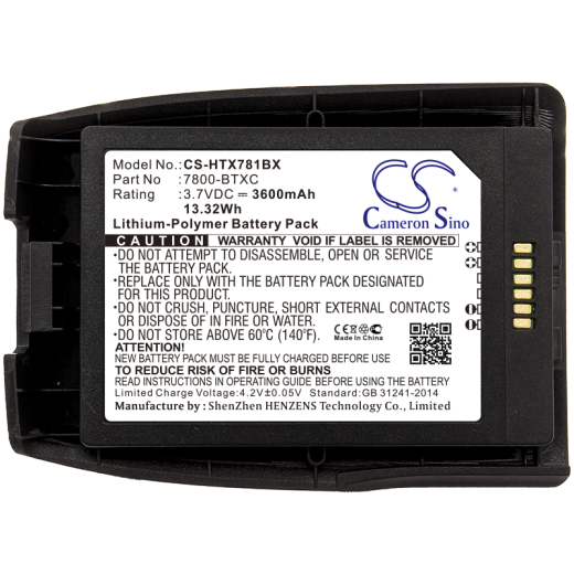 3.7V 3600mAh / 13.32Wh Li-Polymer Akku f.:Honeywell Model: 7800-BTXC, 7800-BTXC-1, Dolphin 7800