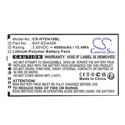 3.85V 4000mAh / 15.4Wh Li-Polymer Akku f.:Honeywell Model: BAT-EDA40K, EDA40K
