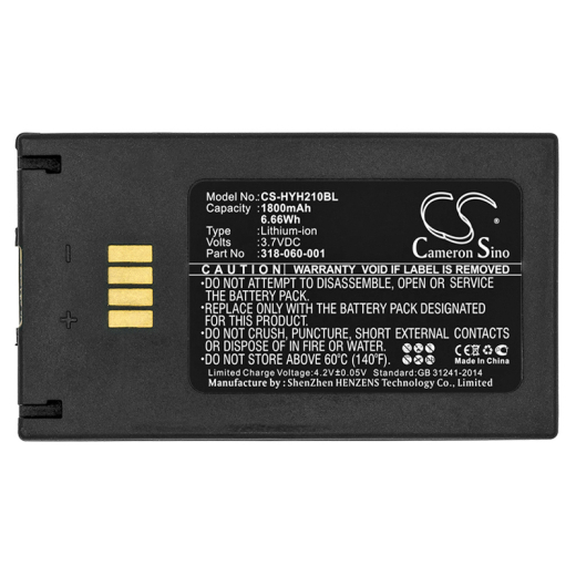 3.7V 1800mAh / 6.66Wh Li-ion Akku f.:Honeywell Model: 318-060-001, H21 RFID reader, IH21 RFID, IH21A0014