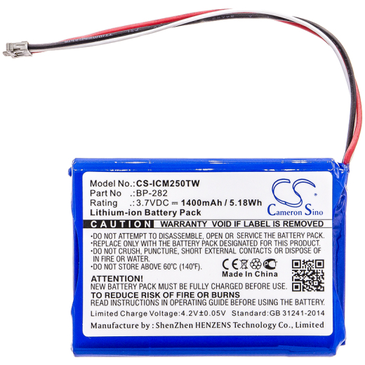 3.7V 1400mAh / 5.18Wh Li-ion Akku f.:Icom Model: BP-282, IC-M25