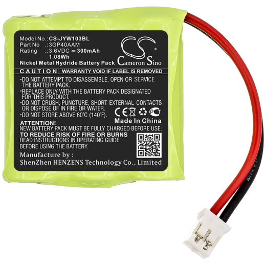 3.6V 300mAh / 1.08Wh 300mAh / 1.08Wh Akku f.:JAY Model: 3GP40AAM, Wilpa 1035 300mAh / 1.08Wh