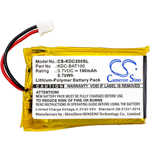 3.7V 190mAh / 0.70Wh Li-Polymer Akku f.:KOAMTAC Model: 02-980-8680, KDC-BAT100, KDC-100, KDC20, KDC200, KDC-200, KDC200iM, KDC80