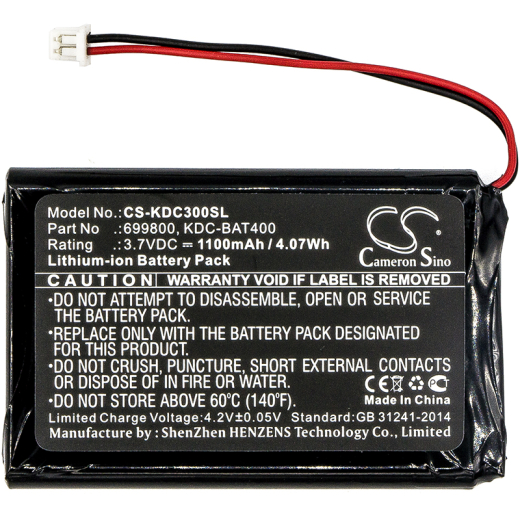 3.7V 1100mAh / 4.07Wh Li-ion Akku f.:KOAMTAC Model: 699800, KDC-BAT400, KDCSPB1200, KDC30, KDC350, KDC400, KDC410, KDC411, KDC420, KDC421, KDC450