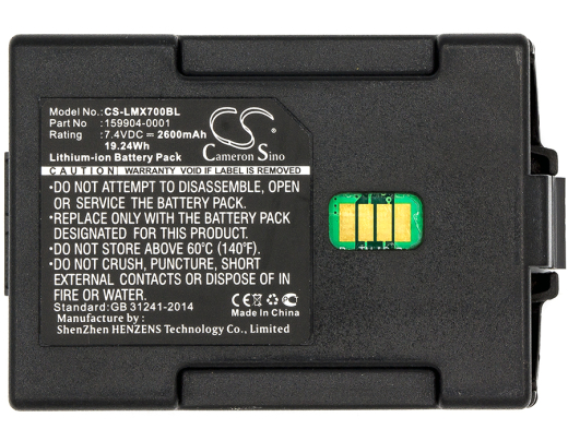 7.4V 2600mAh / 19.24Wh Li-ion Akku f.:LXE Model: 159904-0001, 161772-0001, 163467-0001, MX7382BATT, MX7392BATT, MX7394BATT, MX7A380BATT, MX7