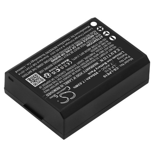 7.4V 950mAh / 7.03Wh Li-ion Akku f.:Canon Model: LP-E10, DS126291, DS126491, DS126621, EOS 1100D, EOS 1200D, EOS 1300D, EOS 4000D, EOS KISS X50, EOS