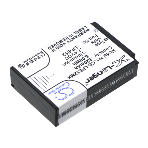 7.4V 820mAh / 6.07Wh Li-ion Akku f.:Canon Model: LP-E12, EOS 100D, EOS Kiss X7, EOS M, EOS M2, EOS SL1, EOS-M, EOS-M10, EOS-M100, EOS-M2, EOS-M50, OS