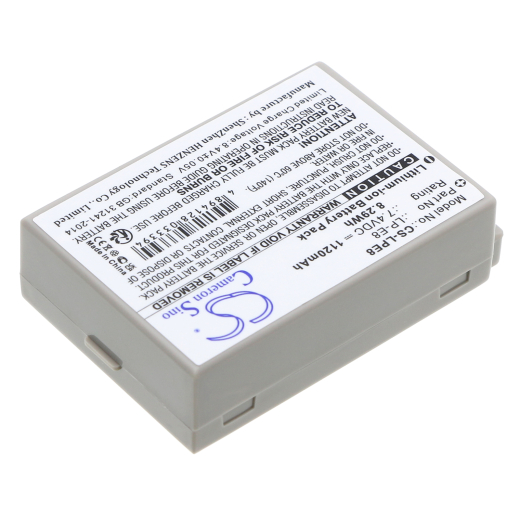 7.4V 1120mAh/8.29Wh Li-ion Akku f.:Canon Model: LP-E8, EF-S, EOS 550D, EOS 600D, EOS 650D, EOS 700D, EOS Kiss X4, EOS Kiss X5, EOS Kiss X6i, EOS Rebe