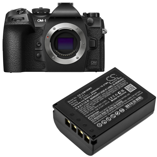 7.2V 2260mAh / 16.27Wh Li-ion Akku f.:Olympus Model: BLX-1, OM SYSTEM OM-1, OM-1 Mirrorless