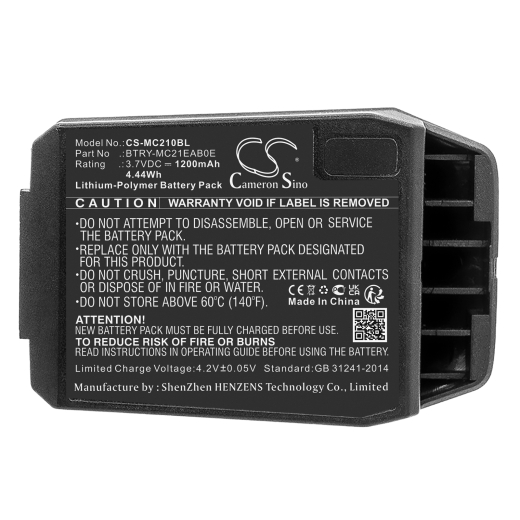 3.7V 1200mAh / 4.44Wh Li-Polymer Akku f.:Motorola Model: 82-105612-01, 82-150612-01, BTRY-MC21EAB0E, MC21, MC2100, MC2180